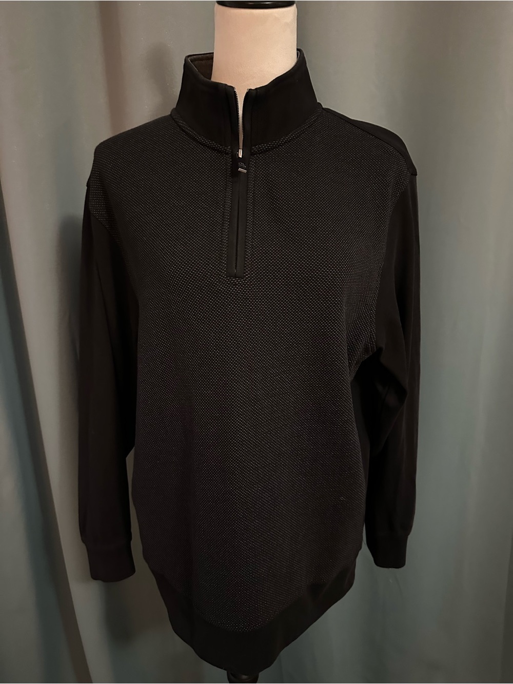 Ted Baker Men's Black Textured Quarter Zip Pullover Sweater Size M